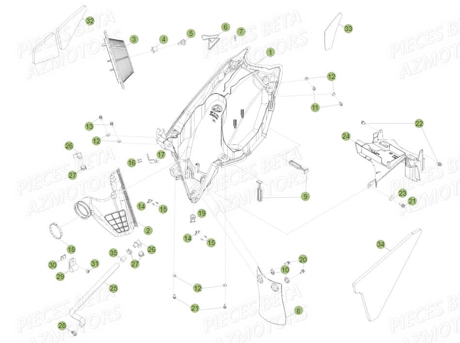 Filtre A Air AZMOTORS PiÃ¨ces BETA RR Motard 125 LC - 2015