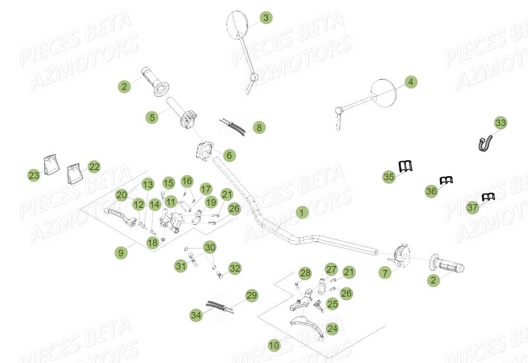 Guidon AZMOTORS PiÃ¨ces BETA RR Motard 125 LC - 2015