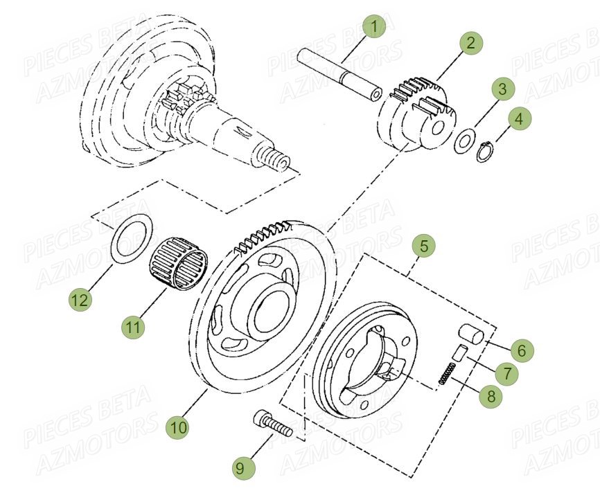 Roue Libre AZMOTORS PiÃ¨ces BETA RR Motard 125 LC - 2015