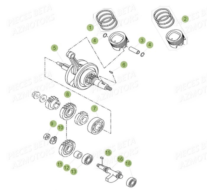 Vilebrequin AZMOTORS PiÃ¨ces BETA RR Motard 125 LC - 2015