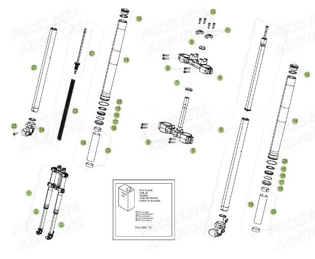 Fourche AZMOTORS PiÃ¨ces BETA RR Motard 125 LC - 2017