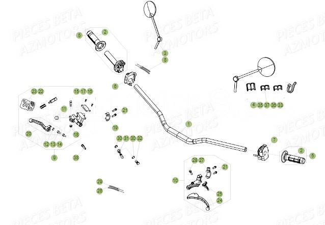 Guidon AZMOTORS PiÃ¨ces BETA RR Motard 125 LC - 2017