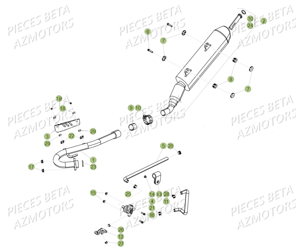 Echappement AZMOTORS PiÃ¨ces BETA RR Motard 125 LC - 2018