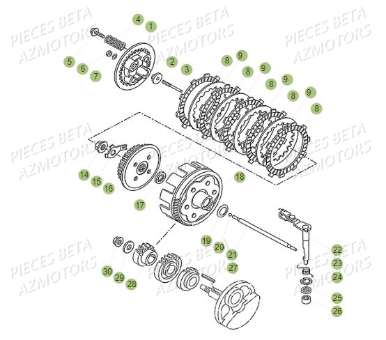 Transmission AZMOTORS PiÃ¨ces BETA RR Motard 125 LC - 2019