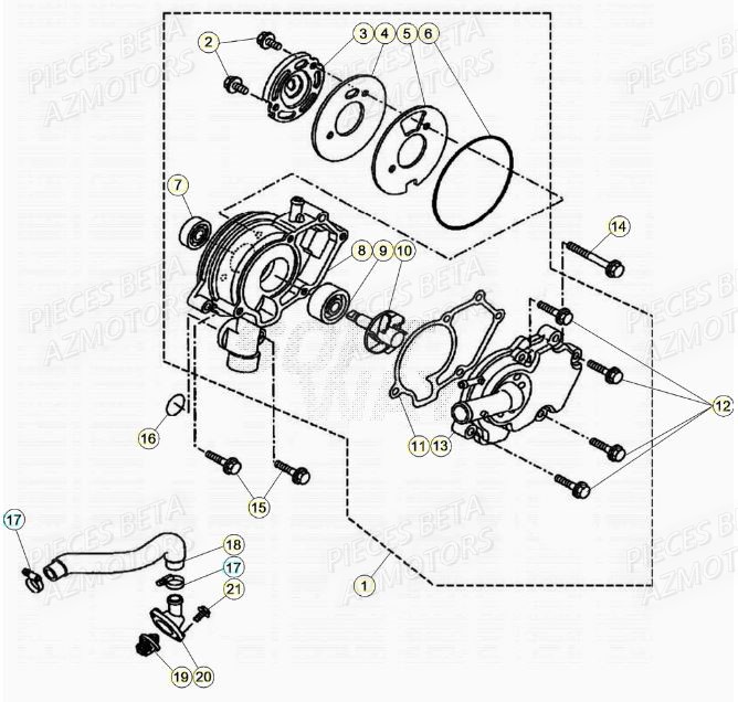 Pompe A Eau AZMOTORS PiÃ¨ces BETA RR Motard 125 LC - 2020