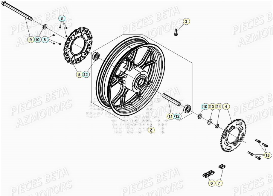 Roue Arriere AZMOTORS PiÃ¨ces BETA RR Motard 125 LC - 2020