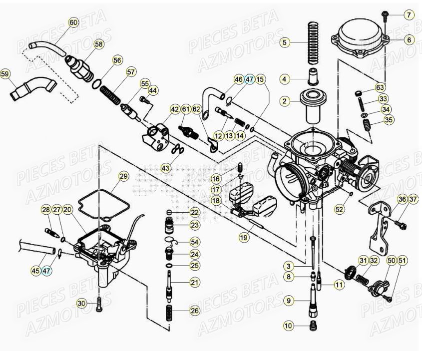 Carburateur Details AZMOTORS PiÃ¨ces BETA RR Motard 125 RACING LC - 2020