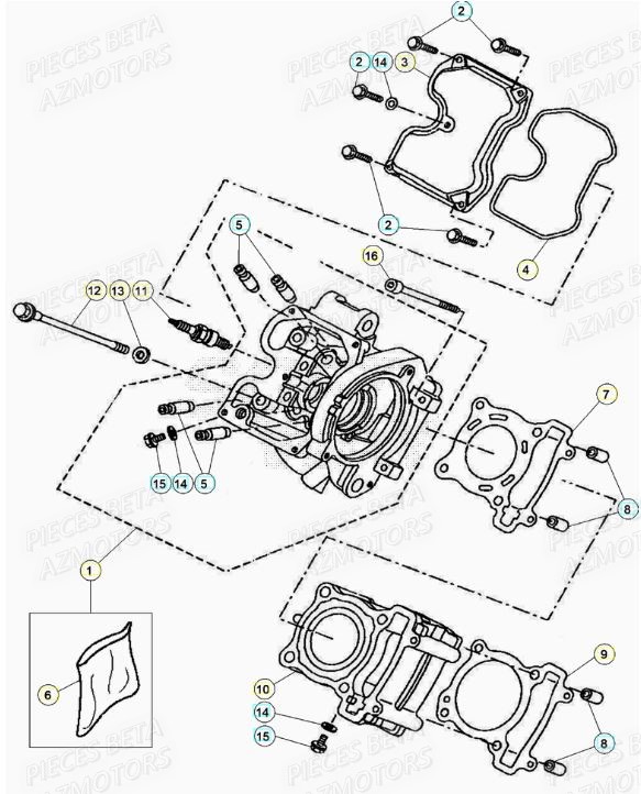 Culasse AZMOTORS PiÃ¨ces BETA RR Motard 125 RACING LC - 2020