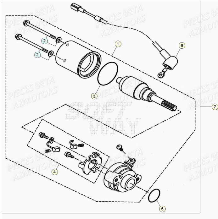 Demarreur AZMOTORS PiÃ¨ces BETA RR Motard 125 RACING LC - 2020