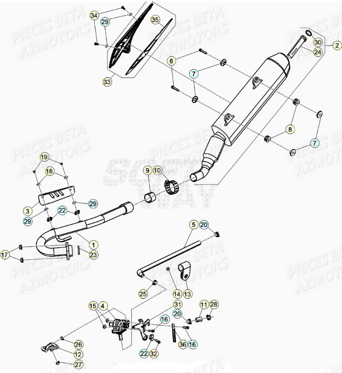 Echappement AZMOTORS PiÃ¨ces BETA RR Motard 125 RACING LC - 2020