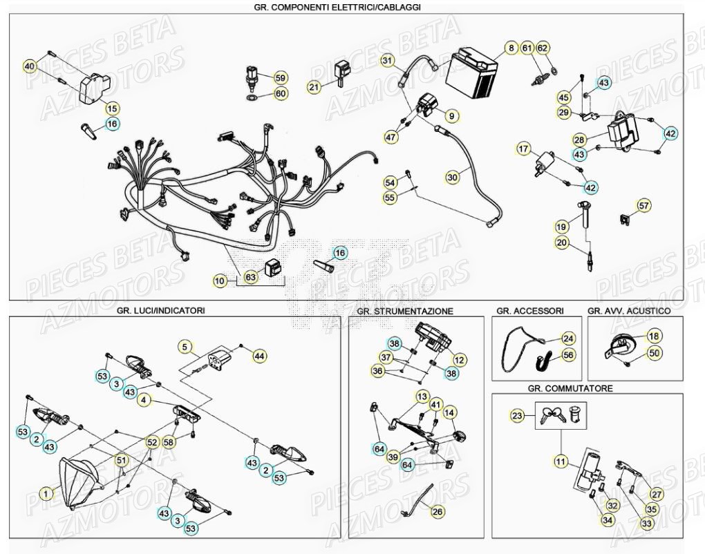 Equipement Electrique AZMOTORS PiÃ¨ces BETA RR Motard 125 RACING LC - 2020