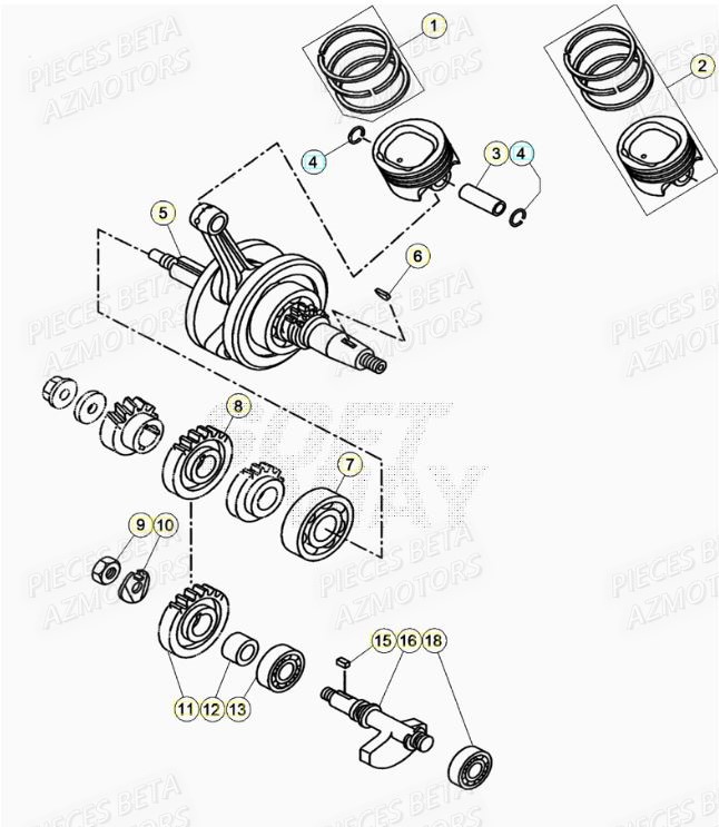 Vilebrequin AZMOTORS PiÃ¨ces BETA RR Motard 125 RACING LC - 2020