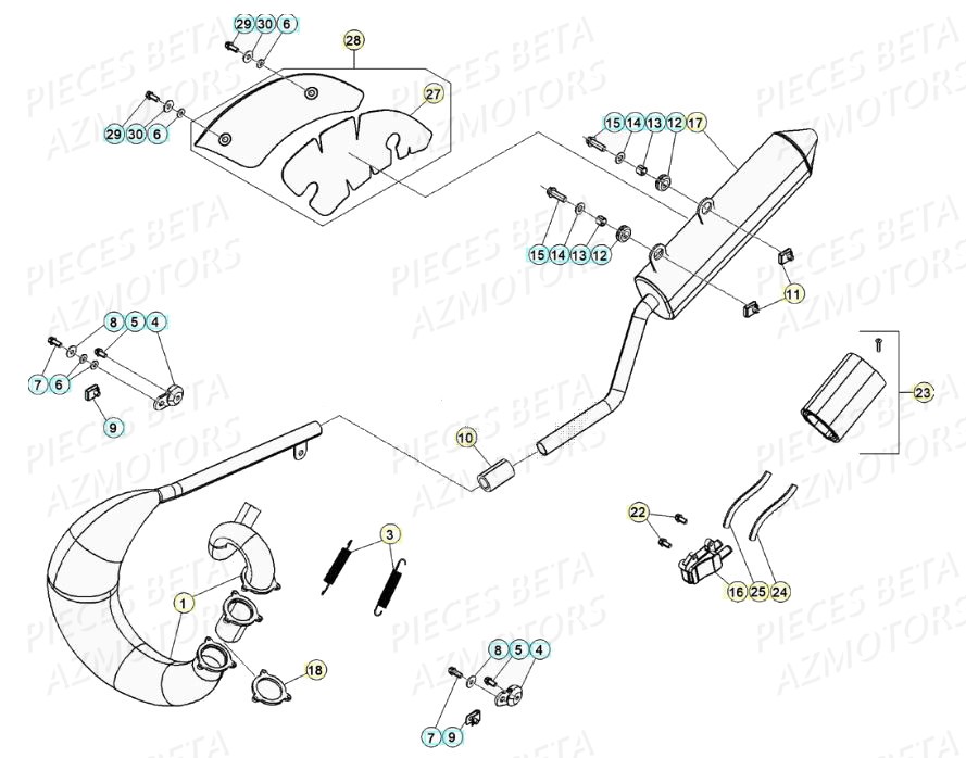 Echappement Motard 50 AZMOTORS BETA Motard STANDARD RR 2T 50 (2020)