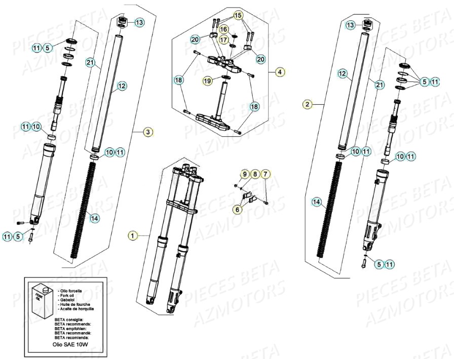 Fourche Motard 50 AZMOTORS BETA Motard STANDARD RR 2T 50 (2020)