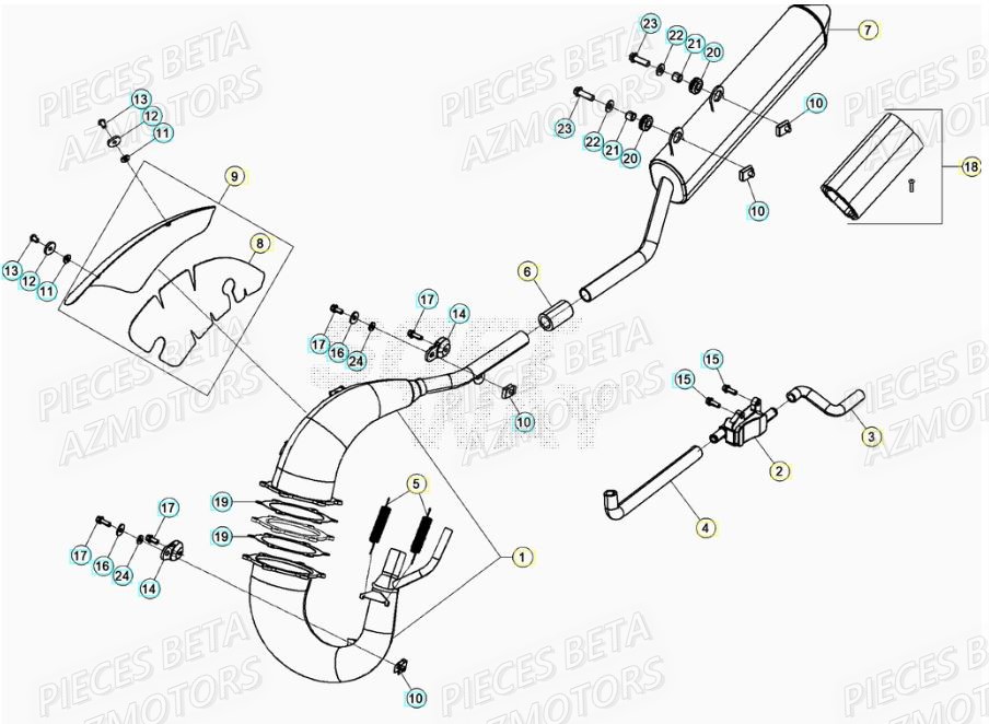 Echappement AZMOTORS BETA Motard STANDARD RR 2T 50 2021-2022