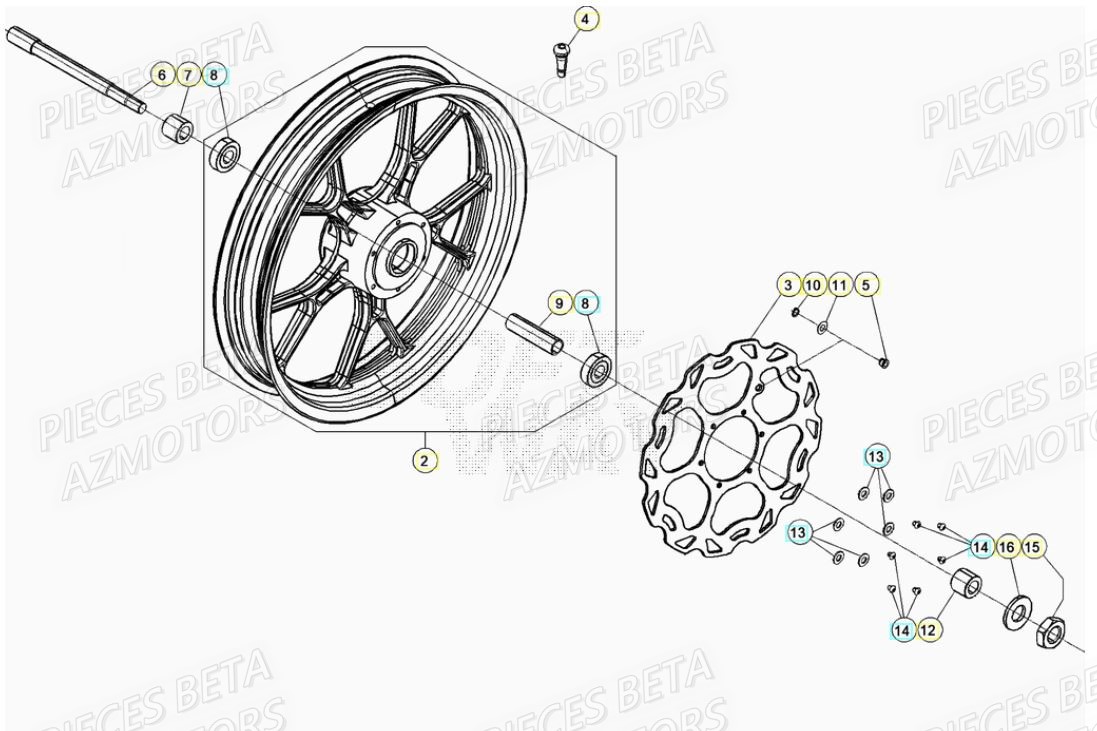 Roue Avant AZMOTORS BETA Motard STANDARD RR 2T 50 2021-2022