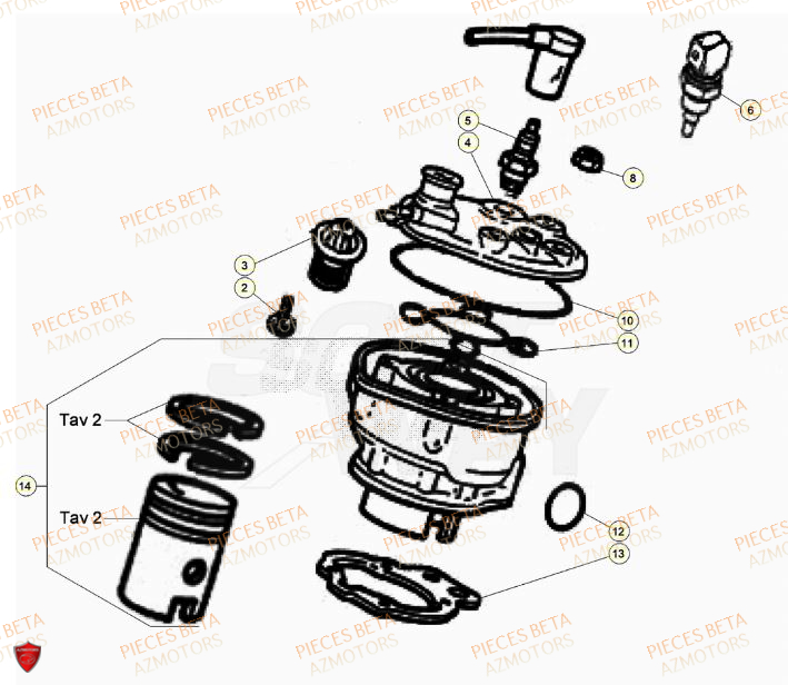 Cylindre AZMOTORS BETA Motard STANDARD RR 2T 50 2023