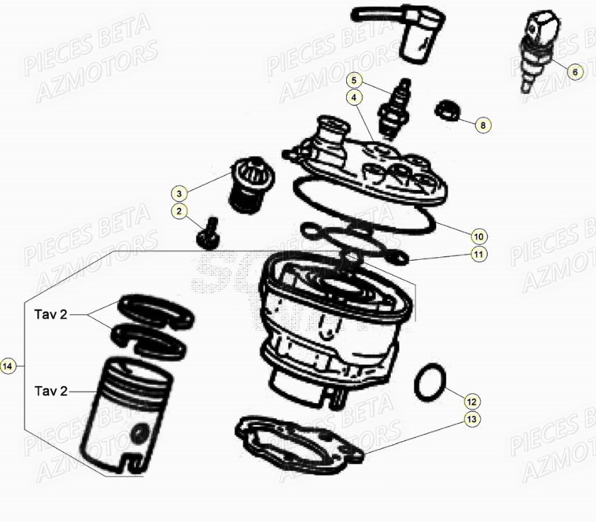 Cylindre AZMOTORS BETA Motard SPORT 2T 50 (2020)