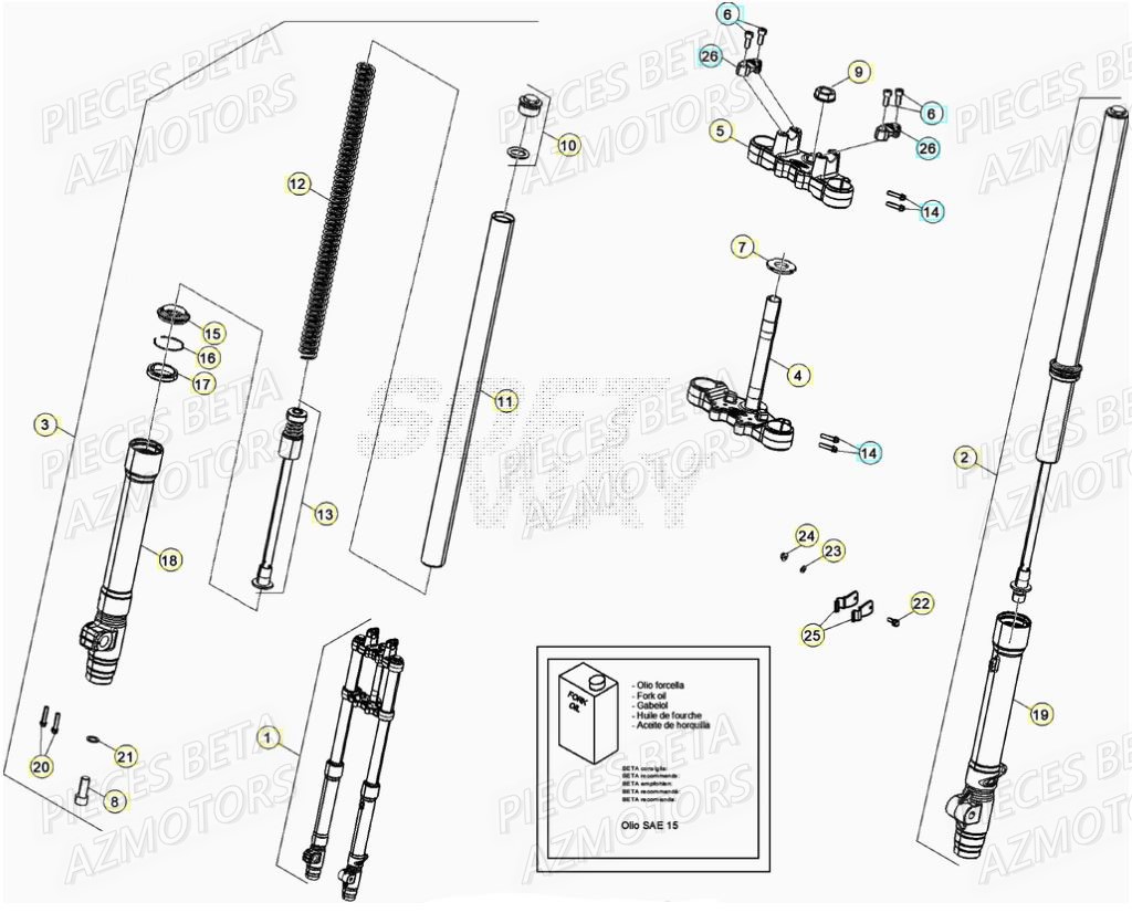 Fourche AZMOTORS BETA Motard SPORT 2T 50 (2020)