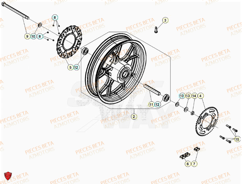 Roue Arriere AZMOTORS BETA Motard SPORT 2T 50 2023