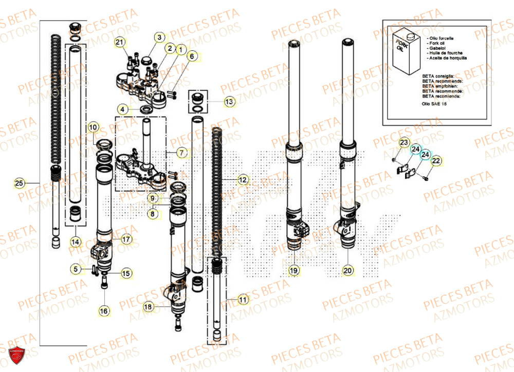 Fourche AZMOTORS BETA Motard SPORT 2T 50 LS 2024