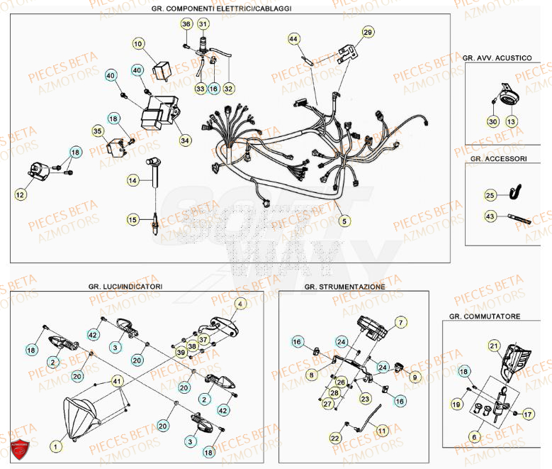 Equipement Electrique AZMOTORS BETA Motard TRACK 2T 50 2023