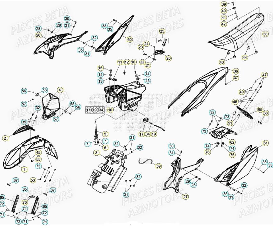 PROTECTION TIGE - KIT BLACK - BETA pour CARENAGES de MOTARD TRACK 50 2T 20