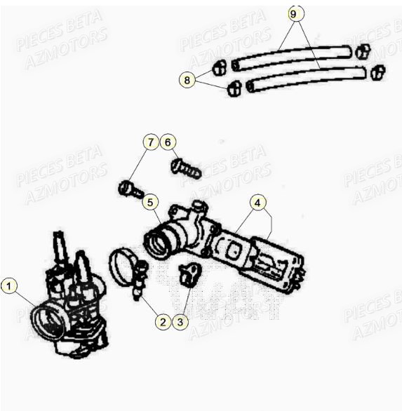Carburateur AZMOTORS BETA Motard TRACK R 2T 50 (2020)