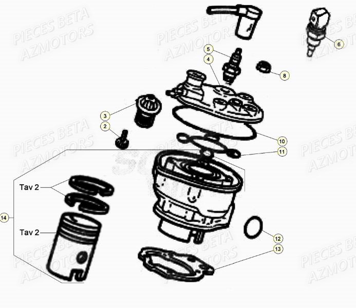 Cylindre AZMOTORS BETA Motard TRACK R 2T 50 (2020)