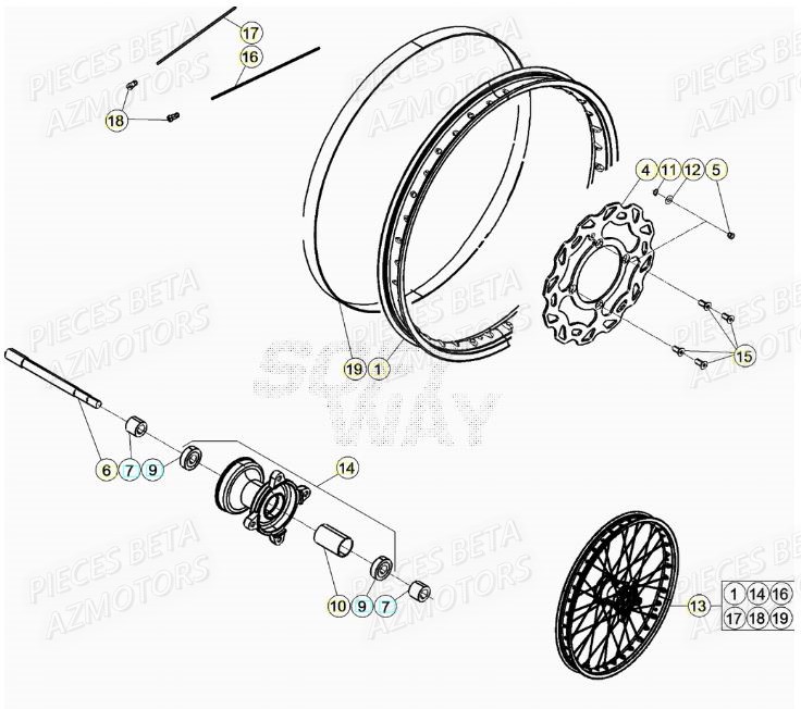 Roue Avant AZMOTORS BETA Motard TRACK R 2T 50 (2020)