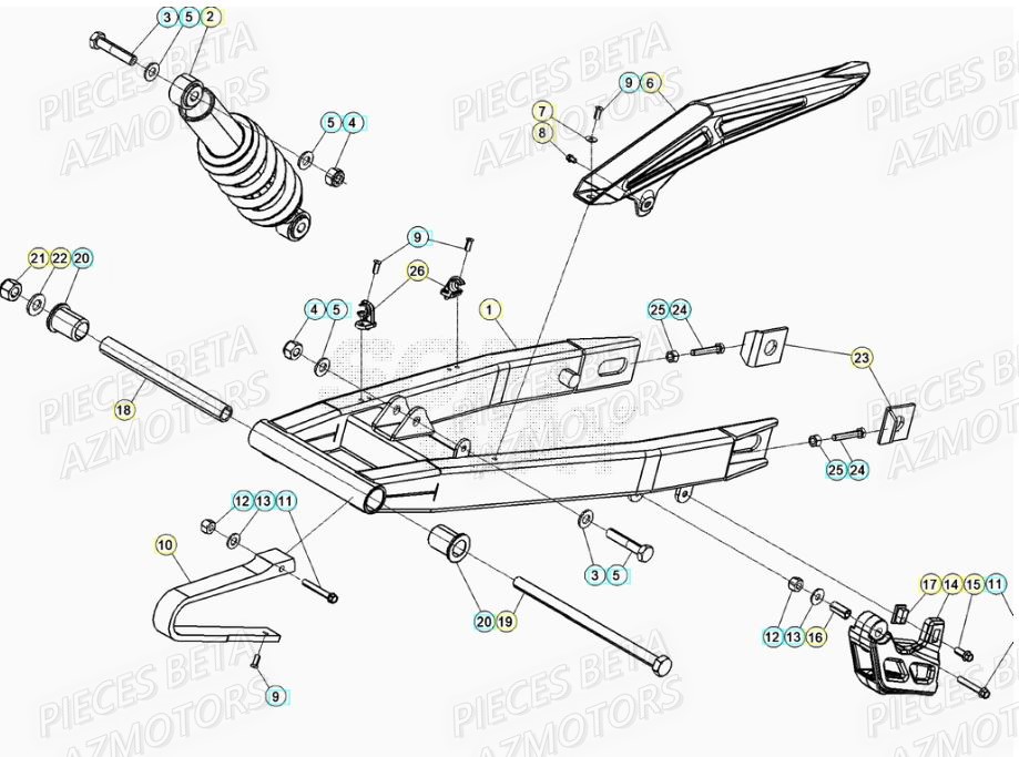 Suspension Arriere AZMOTORS BETA Motard TRACK R 2T 50 (2020)