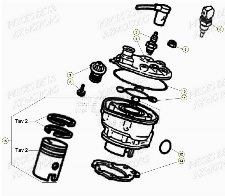 Cylindre AZMOTORS BETA Motard TRACK 2T 50 2021-2022
