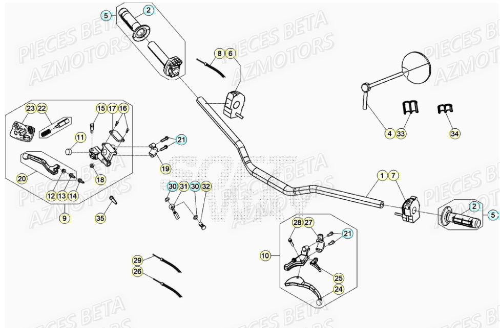 Guidon AZMOTORS BETA Motard TRACK 2T 50 2021-2022