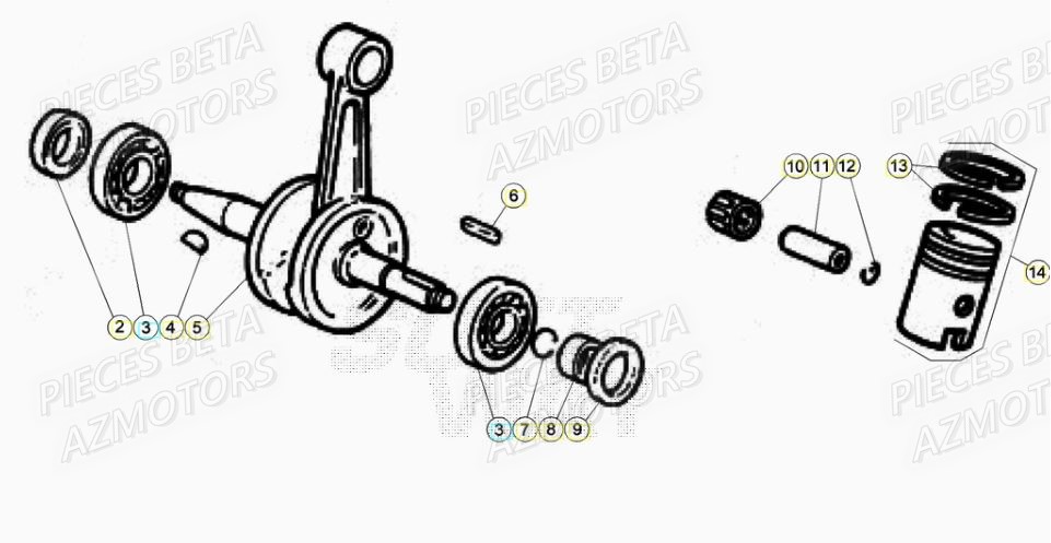 Vilebrequin AZMOTORS BETA Motard TRACK 2T 50 2021-2022