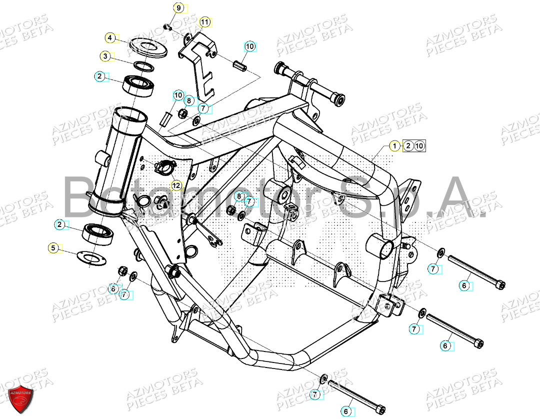 Chassis AZMOTORS BETA Motard TRACK BLUE 2T 50 2024

