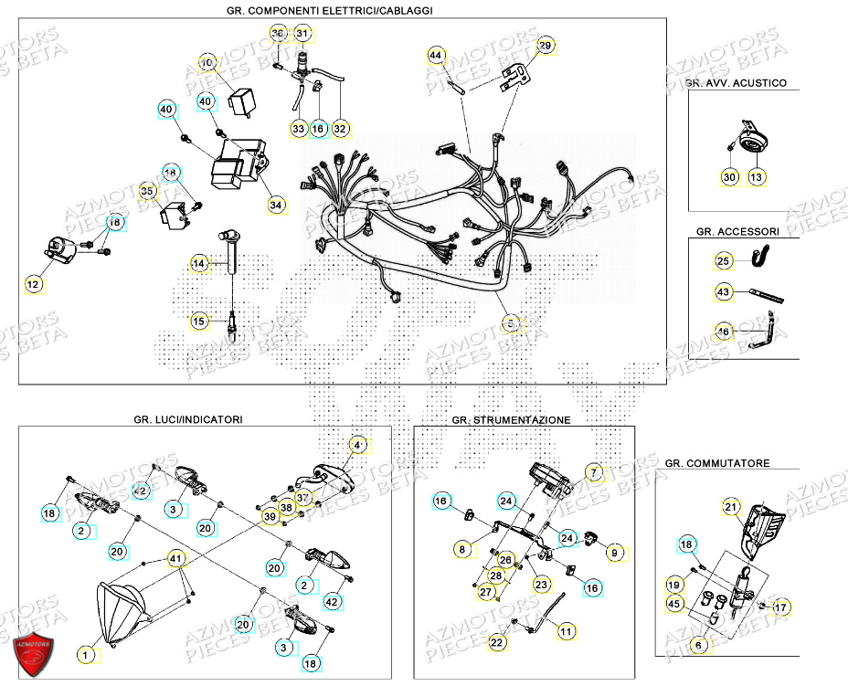 Installation Electrique AZMOTORS BETA Motard TRACK BLUE 2T 50 2024
