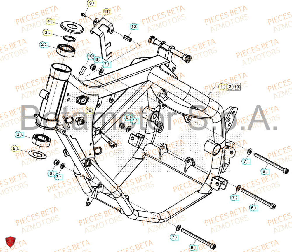 Chassis AZMOTORS BETA Motard X GREY 2T 50 2024