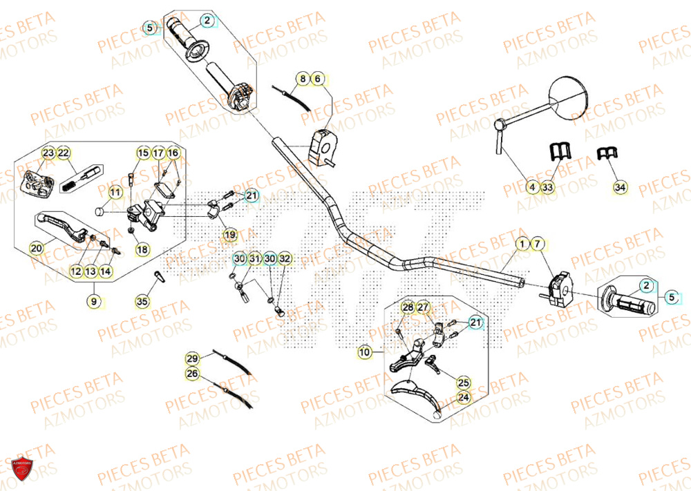 Guidon AZMOTORS BETA Motard X GREY 2T 50 2024