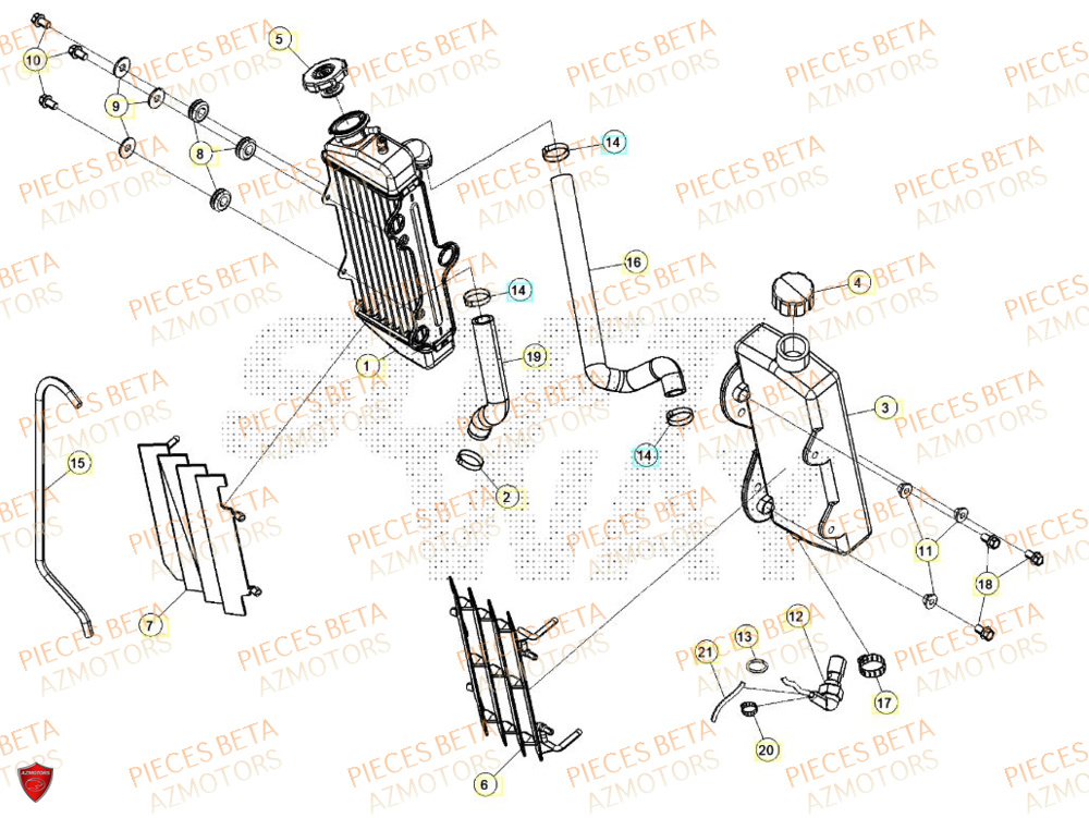 Refroidissement AZMOTORS BETA Motard X GREY 2T 50 2024