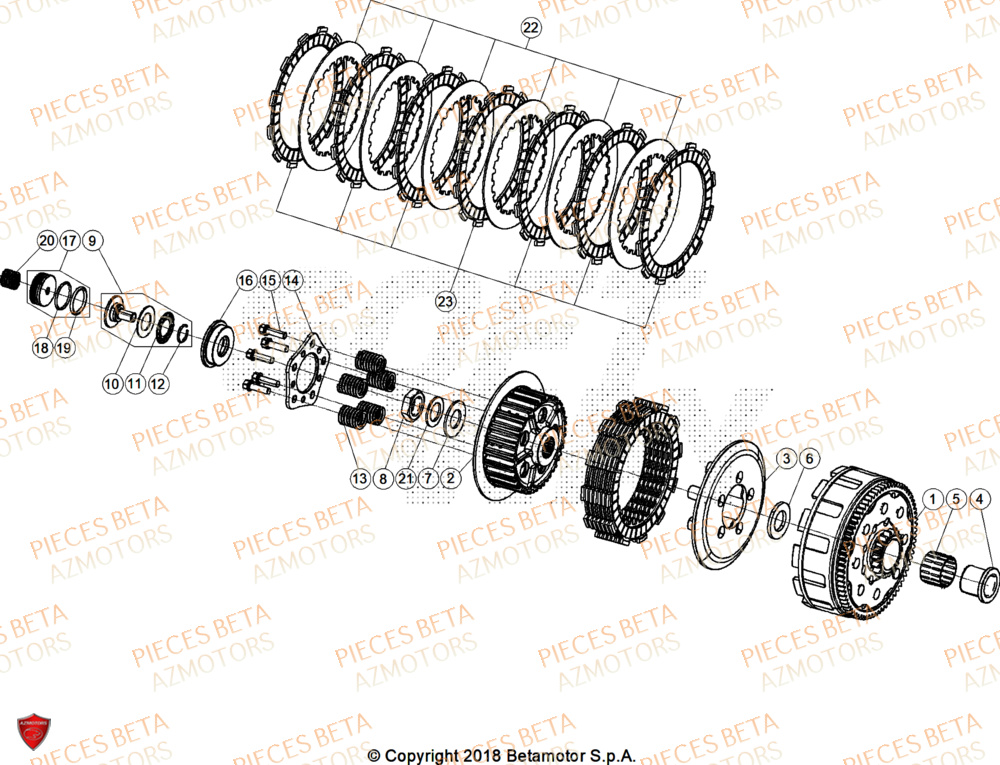 Embrayage AZMOTORS Pieces Beta RR 200 RACE 2T - 2026