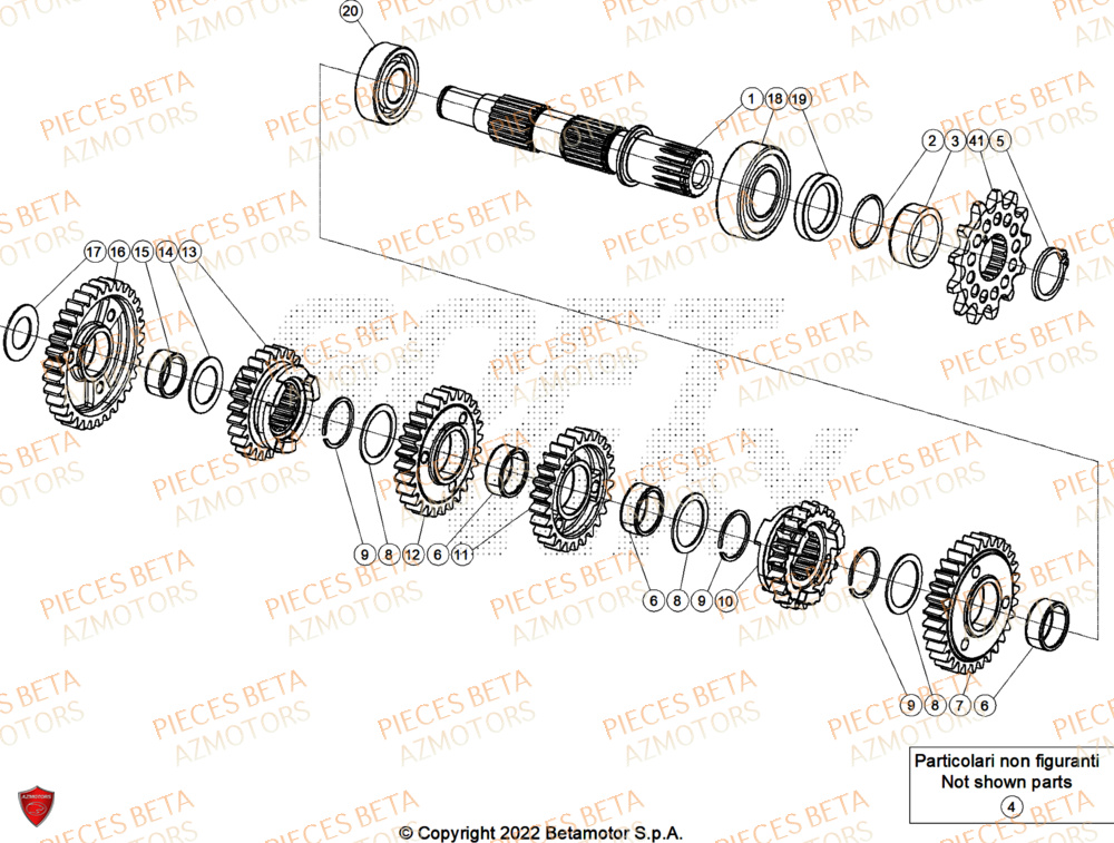 Transmission AZMOTORS Pieces Beta RR 200 RACE 2T - 2026