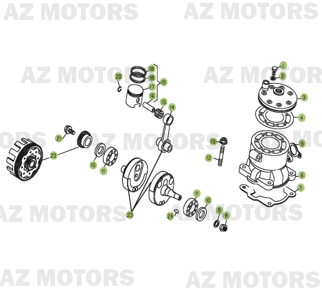 Vilebrequin Piston Contre Arbre AZMOTORS PiÃ¨ces BETA REV-3 125CC - [2006]