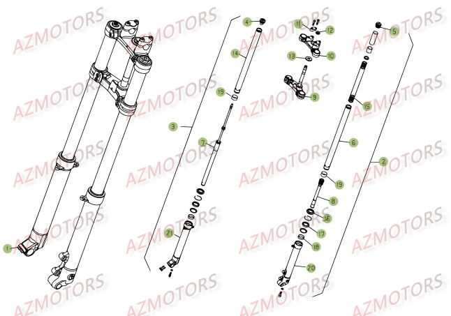 Fourche AZMOTORS PiÃ¨ces BETA REV-3 125CC - [2008]