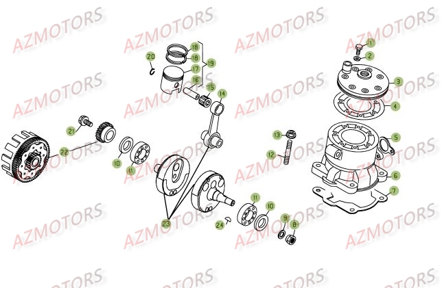 Vilebrequin   Piston   Contre Arbre AZMOTORS PiÃ¨ces BETA REV-3 125CC - [2008]
