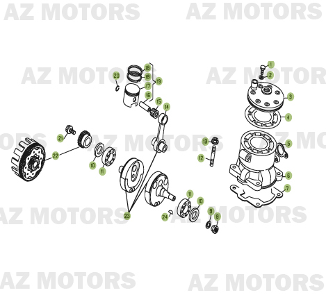 Vilebrequin Piston Contre Arbre AZMOTORS PiÃ¨ces BETA REV-3 -200CC - [2006]