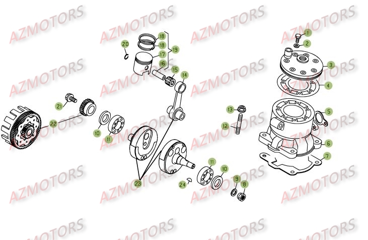 Vilebrequin   Piston   Contre Arbre AZMOTORS PiÃ¨ces BETA REV-3 200CC - [2008]