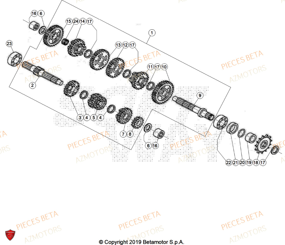 Transmission AZMOTORS Pièces BETA REV 80 - (2025)