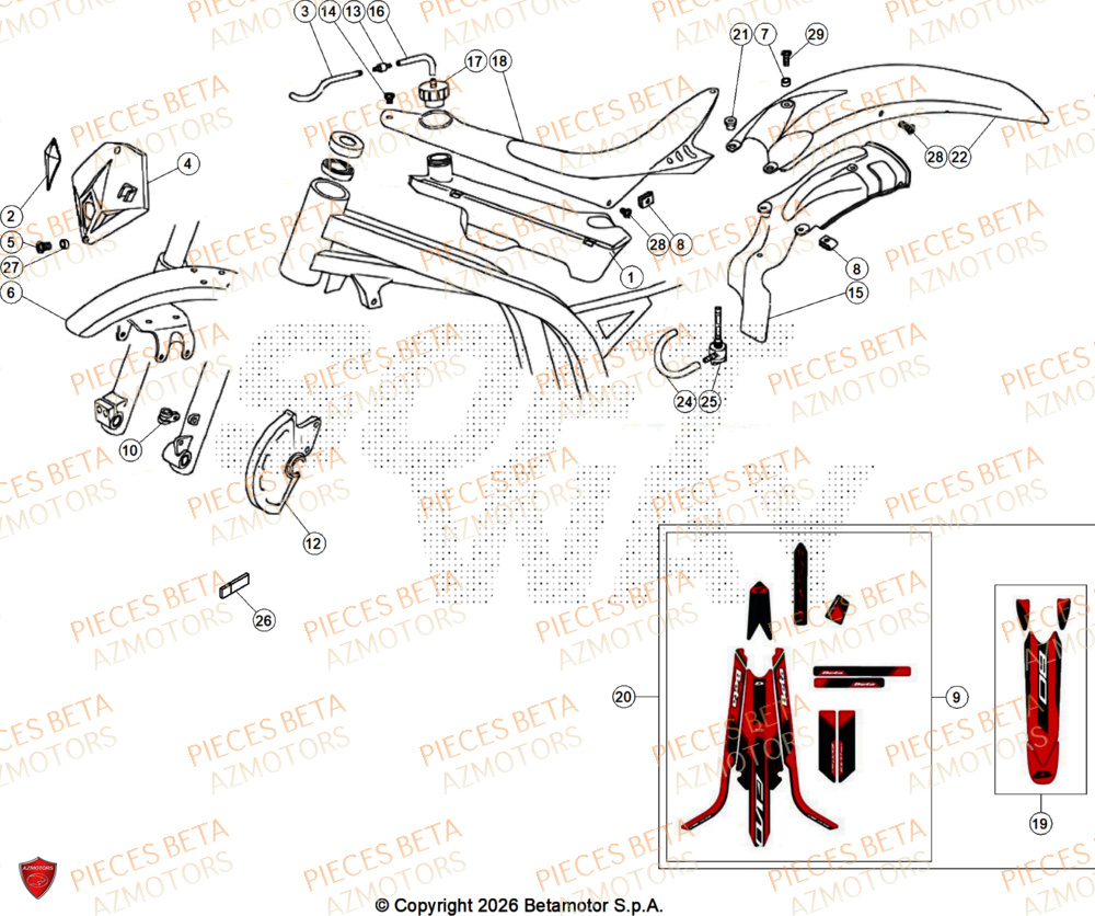 Carenages AZMOTORS PiÃ¨ces BETA REV 80 - (2026)