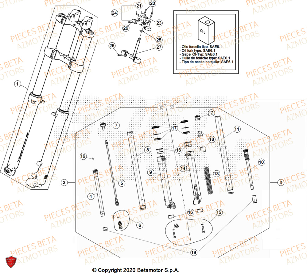 Fourche AZMOTORS PiÃ¨ces BETA REV 80 - (2026)