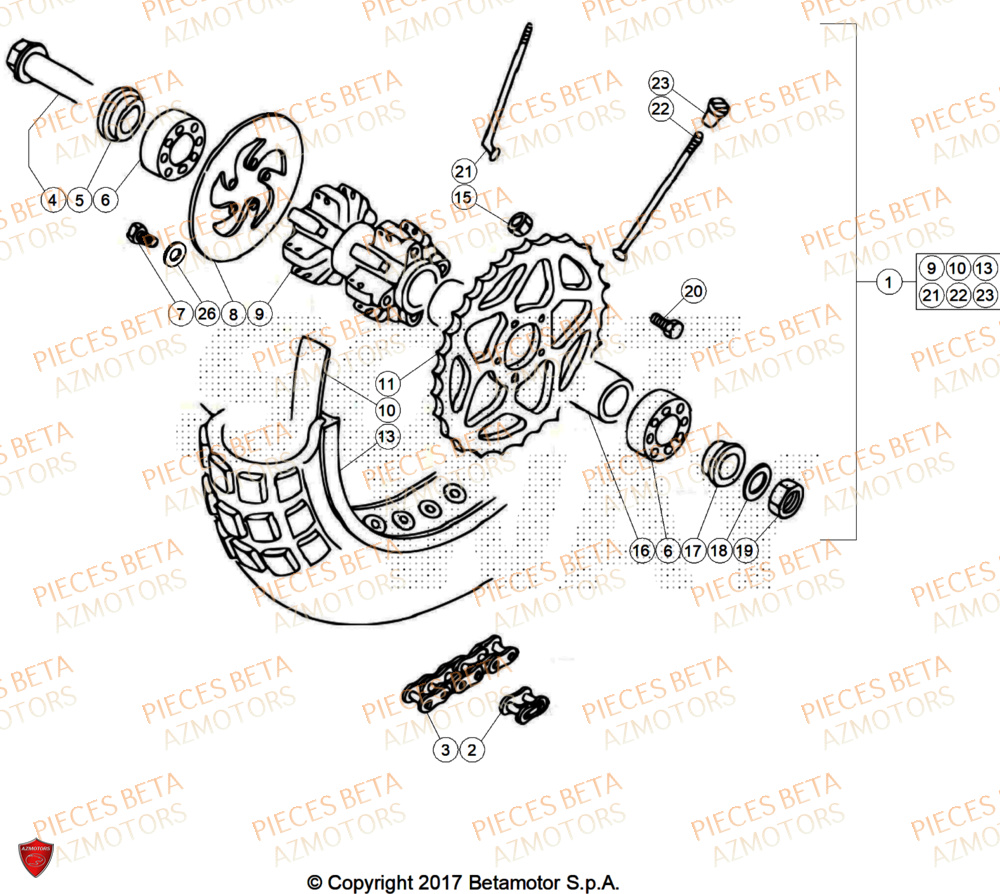 Roue Arriere AZMOTORS PiÃ¨ces BETA REV 80 - (2026)
